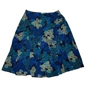 Vintage 90s Chico's Flowy fairy‎ grunge Women's 2 Large Blue Floral A Line Skirt